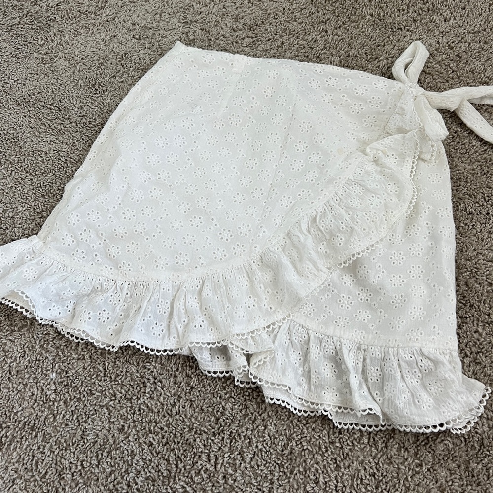 Sabo Skirt White Eyelet Ruffle Mini Skirt